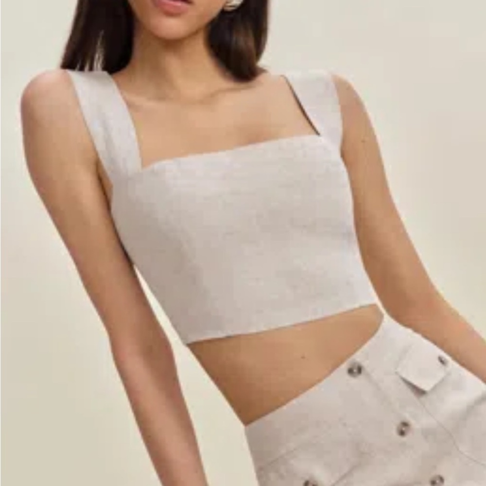 Reformation Jasmine linen oatmeal tank top size 6